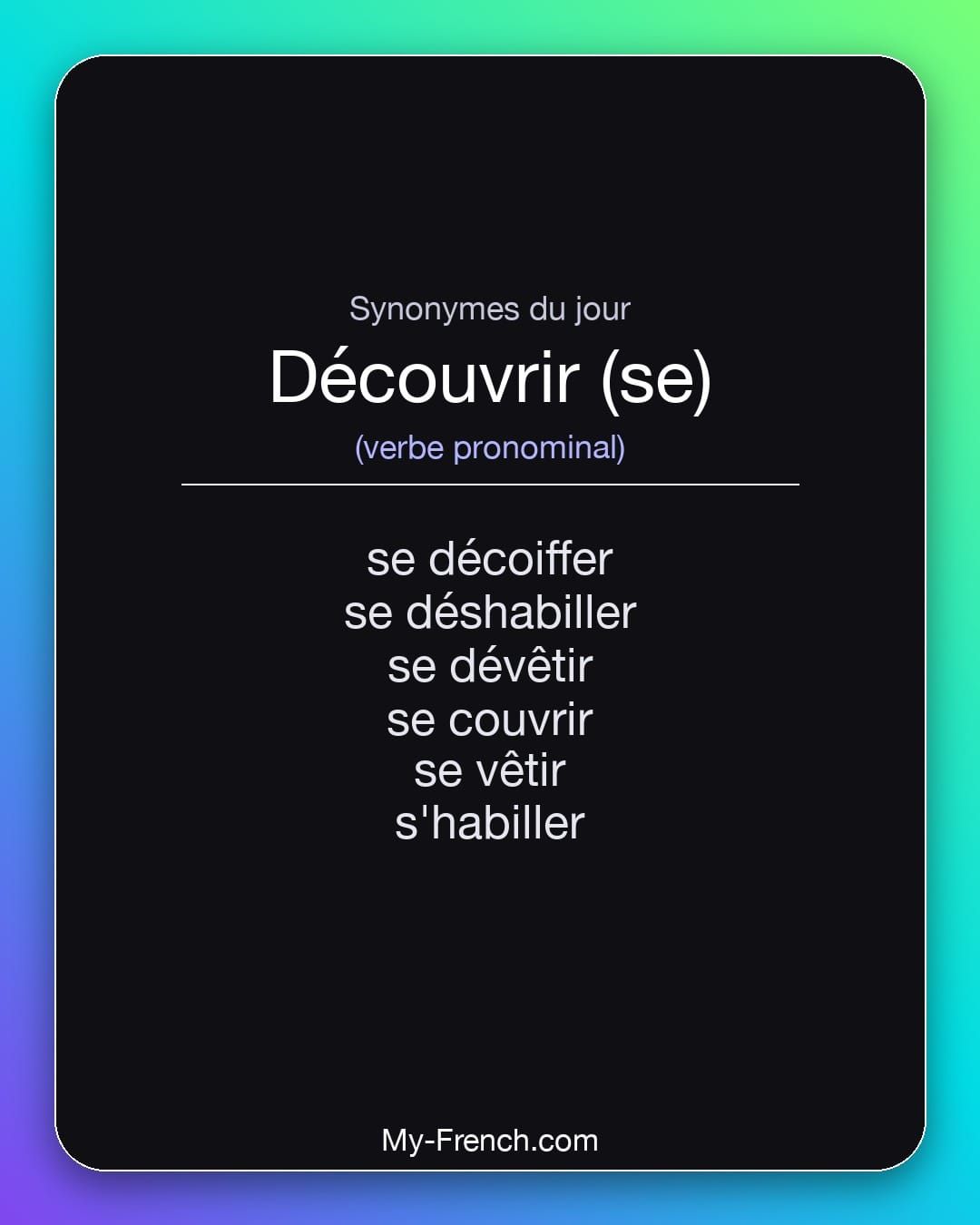 Synonymes de « découvrir (se) »