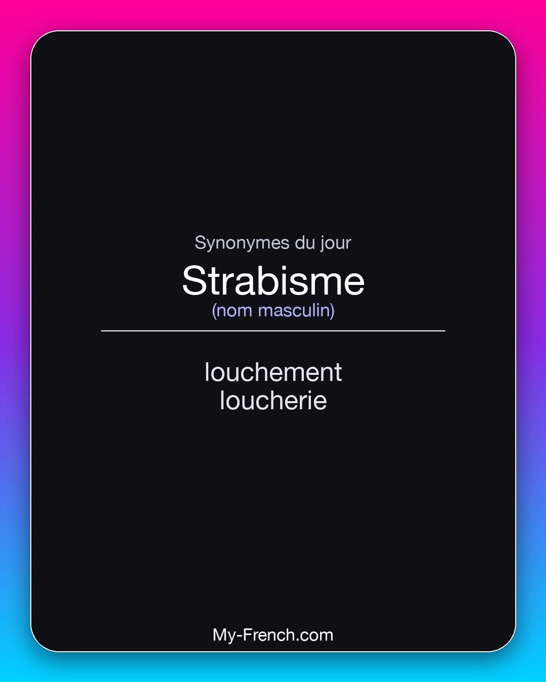 Synonymes de « strabisme »