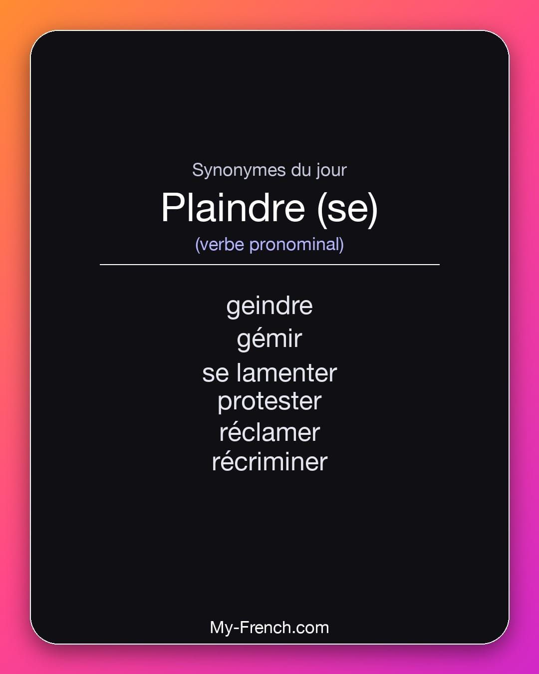 Synonymes de « plaindre (se) »