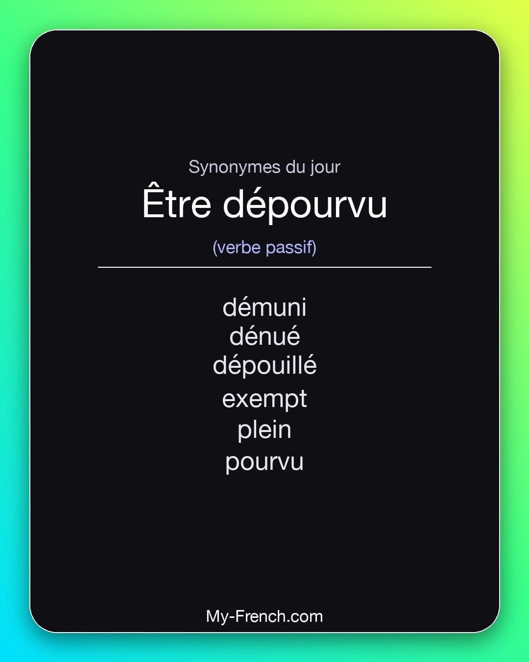 Synonymes de « être dépourvu »