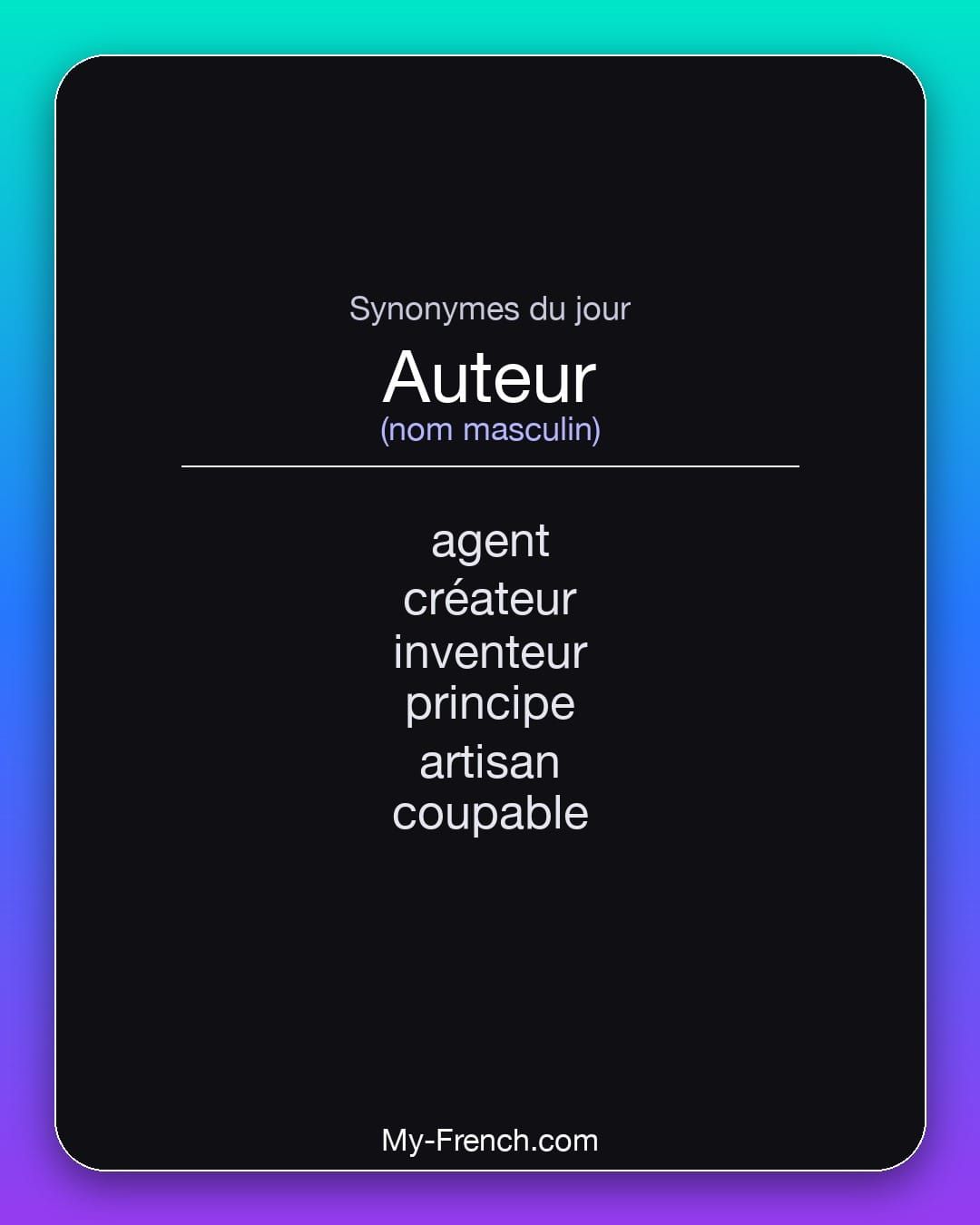 Synonymes de « auteur »