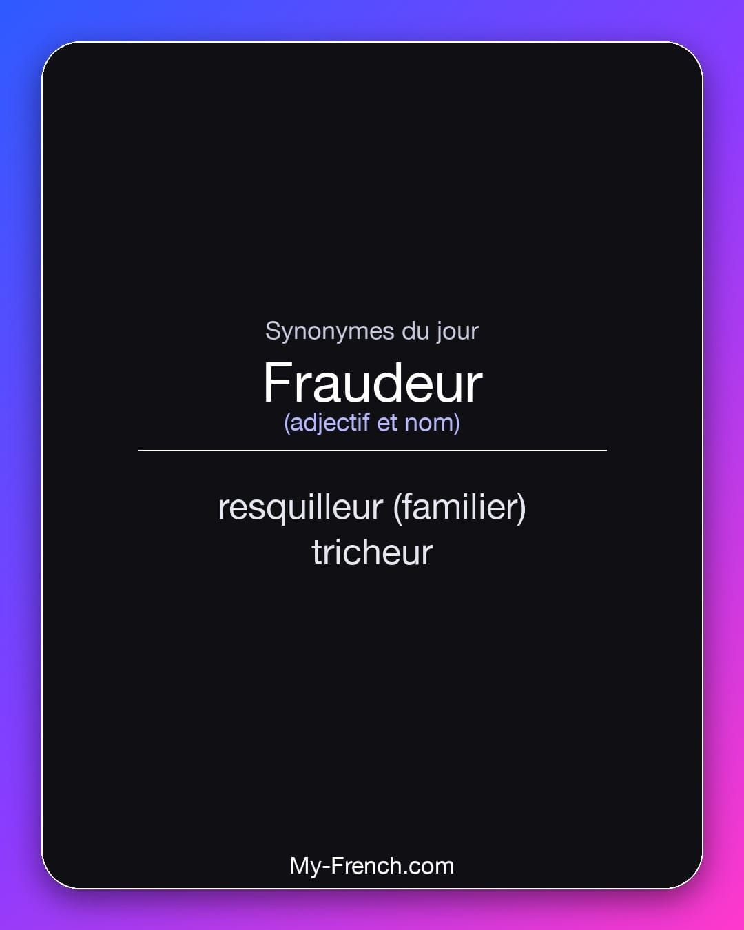 Synonymes de « fraudeur »