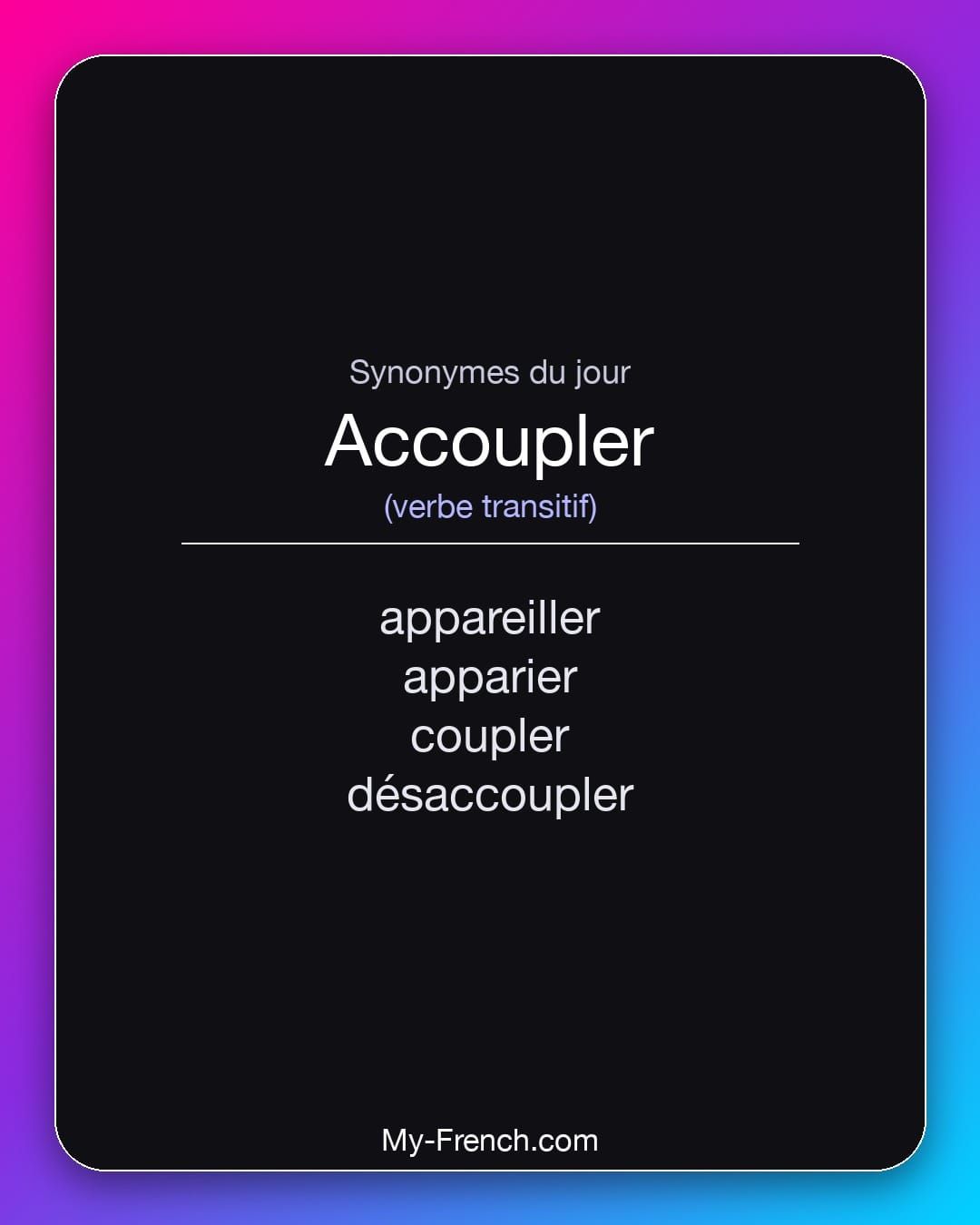 Synonymes de « accoupler »