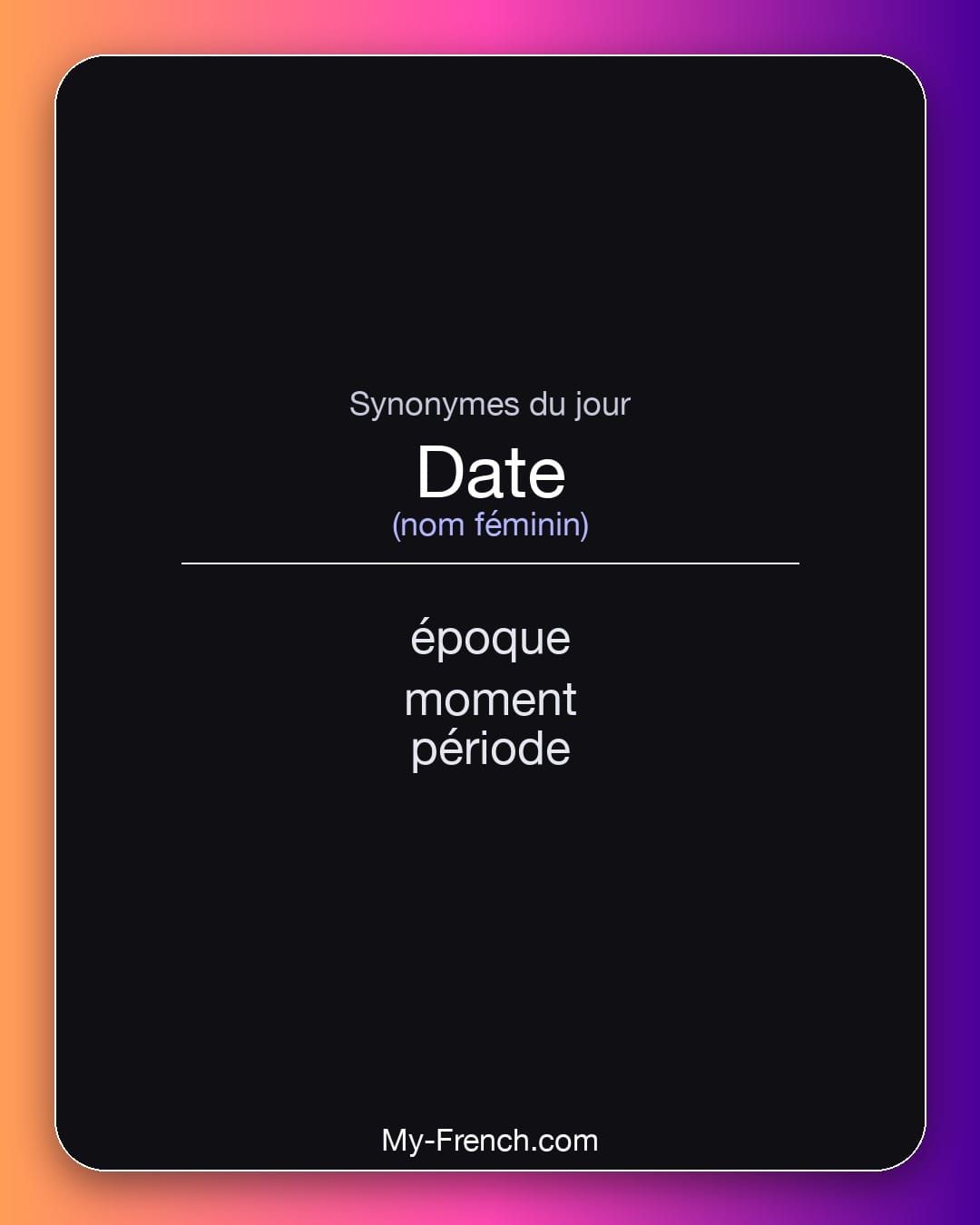 Synonymes de « date »