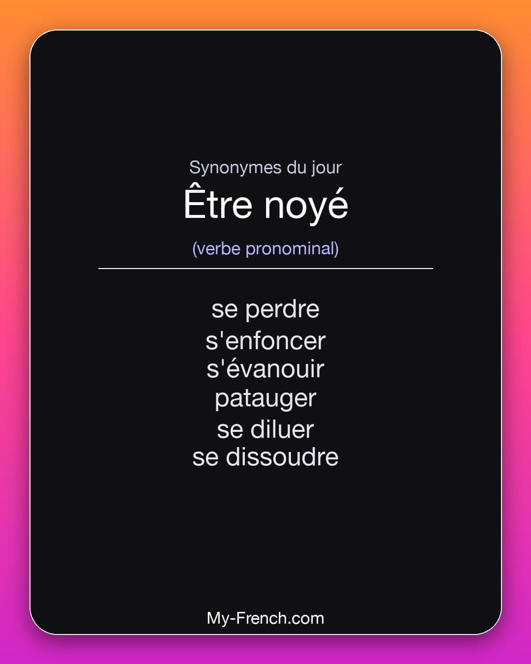 Synonymes de « être noyé »