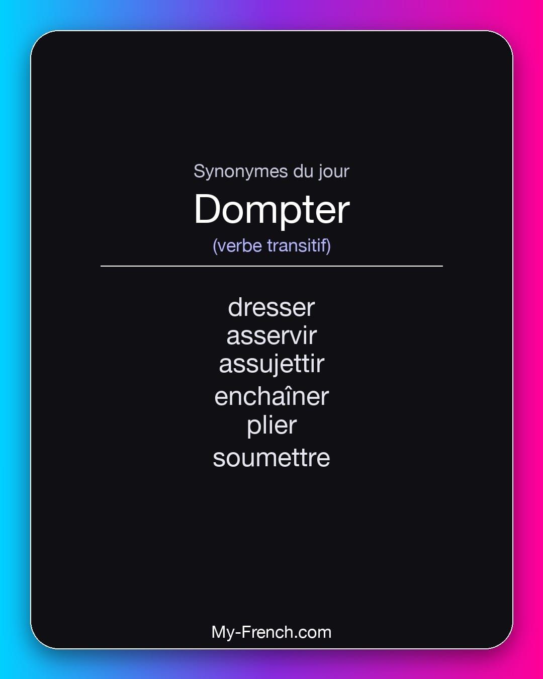 Synonymes de « dompter »