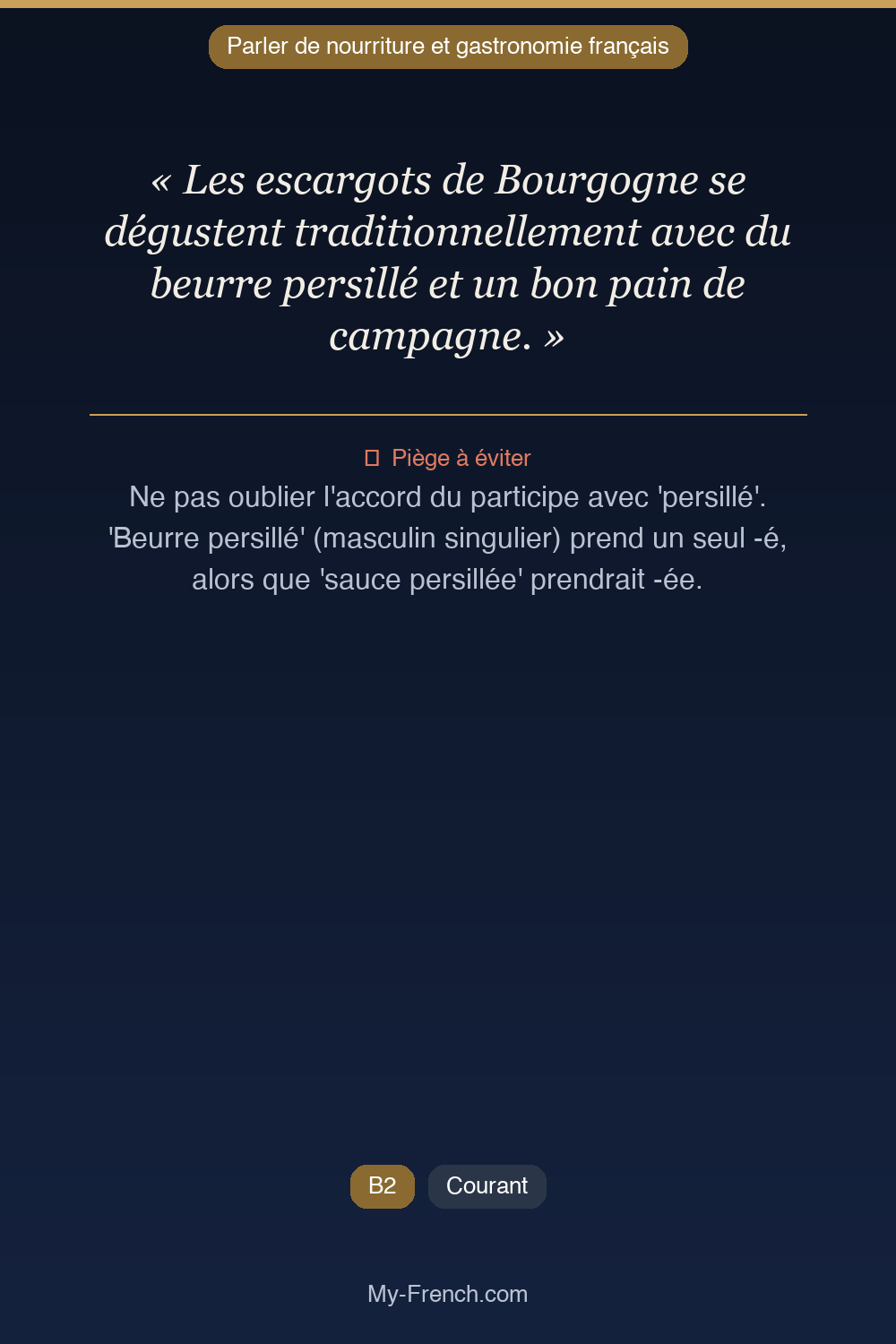 Français des affaires : « Les escargots de Bourgogne se dégustent traditionnellement avec du beu »