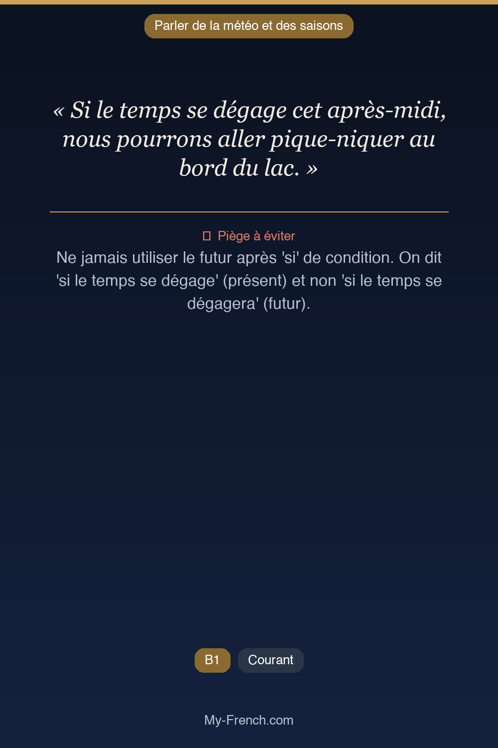 Français des affaires : « Si le temps se dégage cet après-midi, nous pourrons aller pique-niquer »