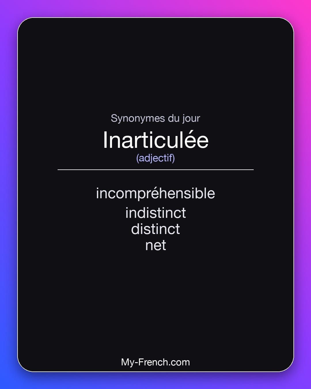 Synonymes de « inarticulée »