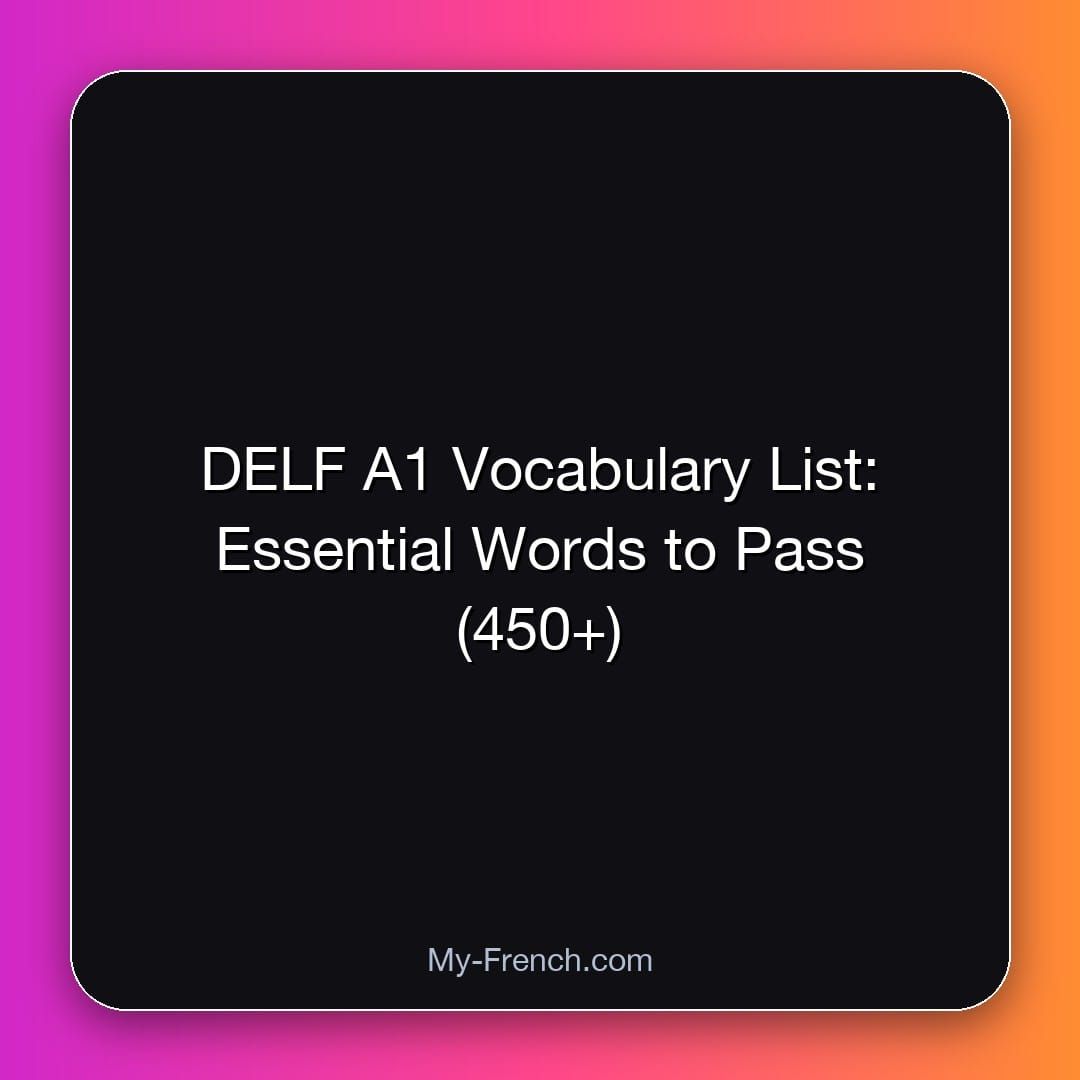 DELF A1 Vocabulary List: Essential Words to Pass (450+)