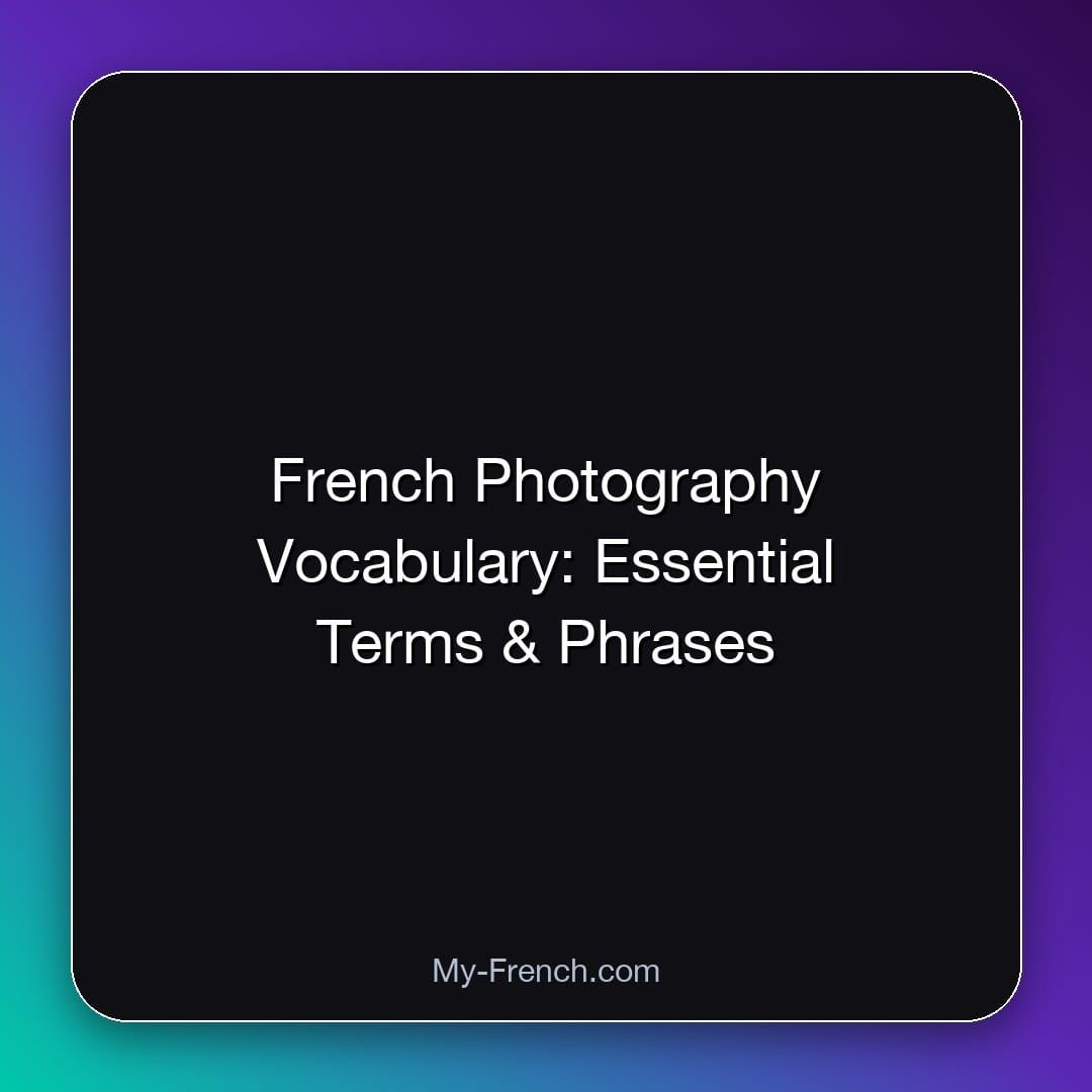 French Photography Vocabulary: Essential Terms & Phrases
