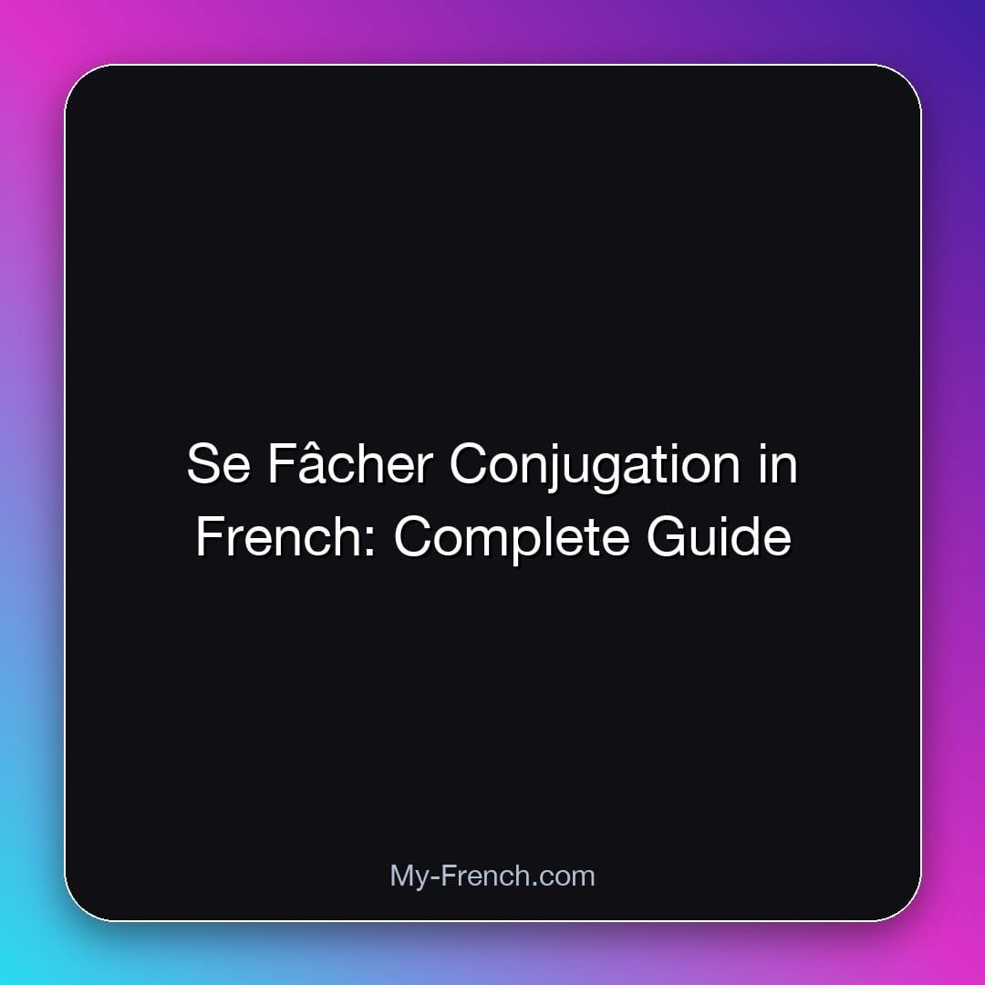 Se Fâcher Conjugation in French: Complete Guide