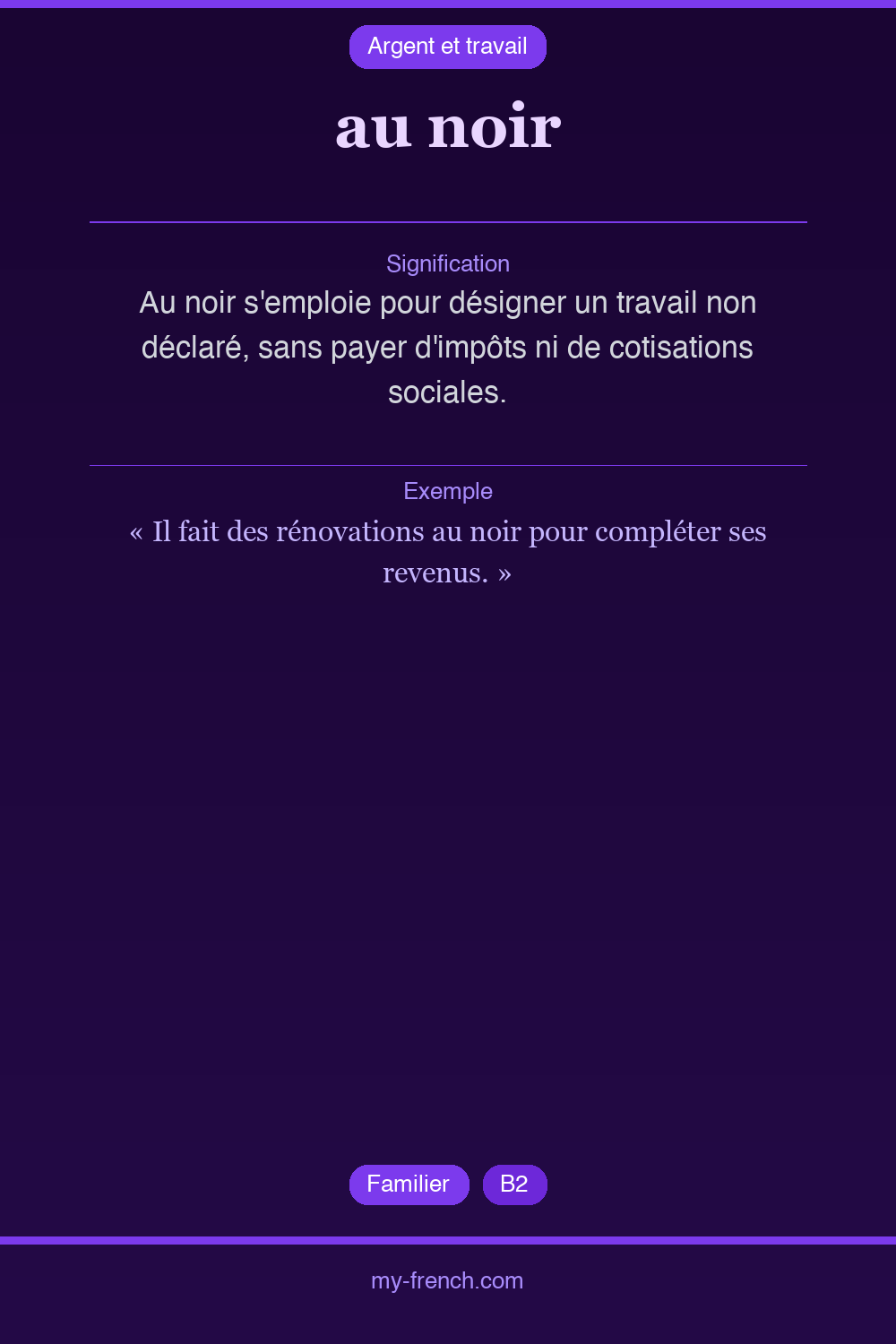 au noir : que veut dire cette expression ?