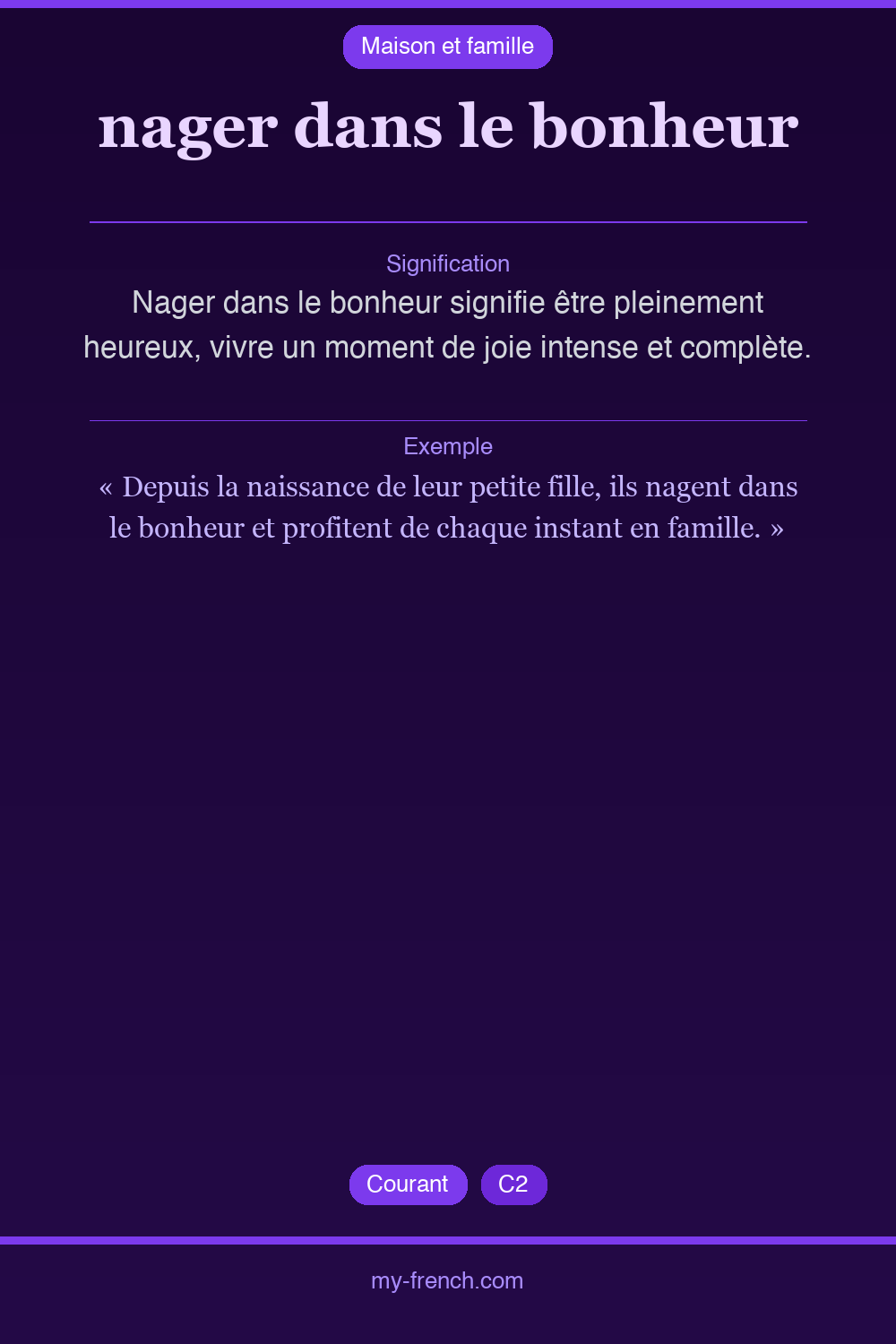 nager dans le bonheur : que veut dire cette expression ?