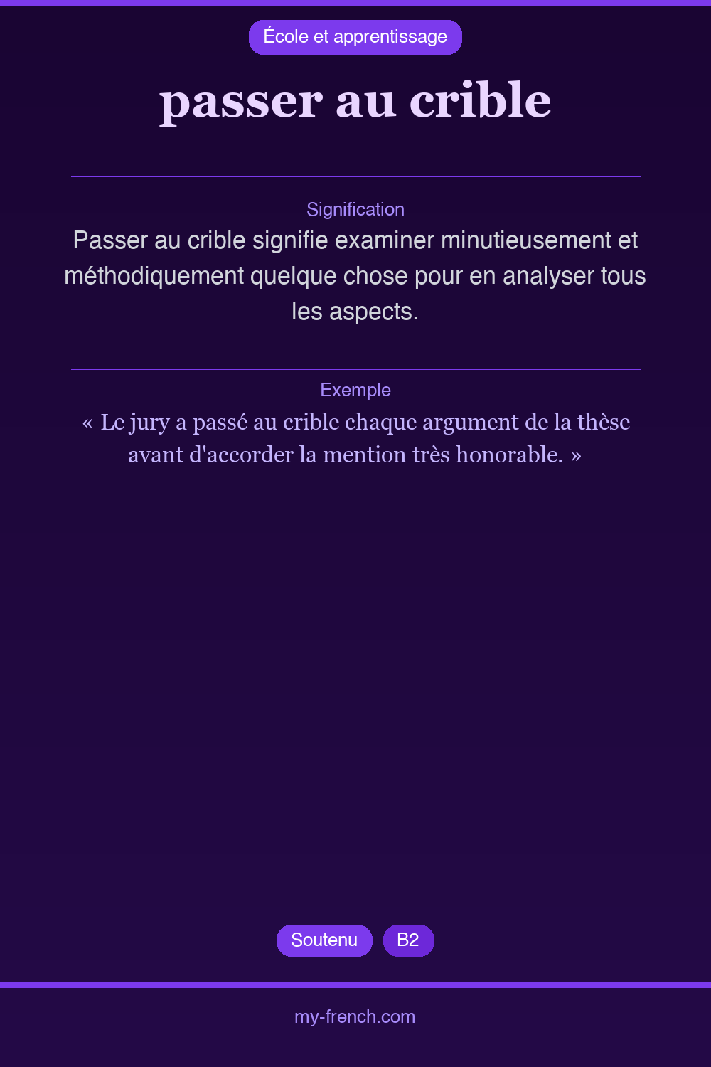 passer au crible : que veut dire cette expression ?