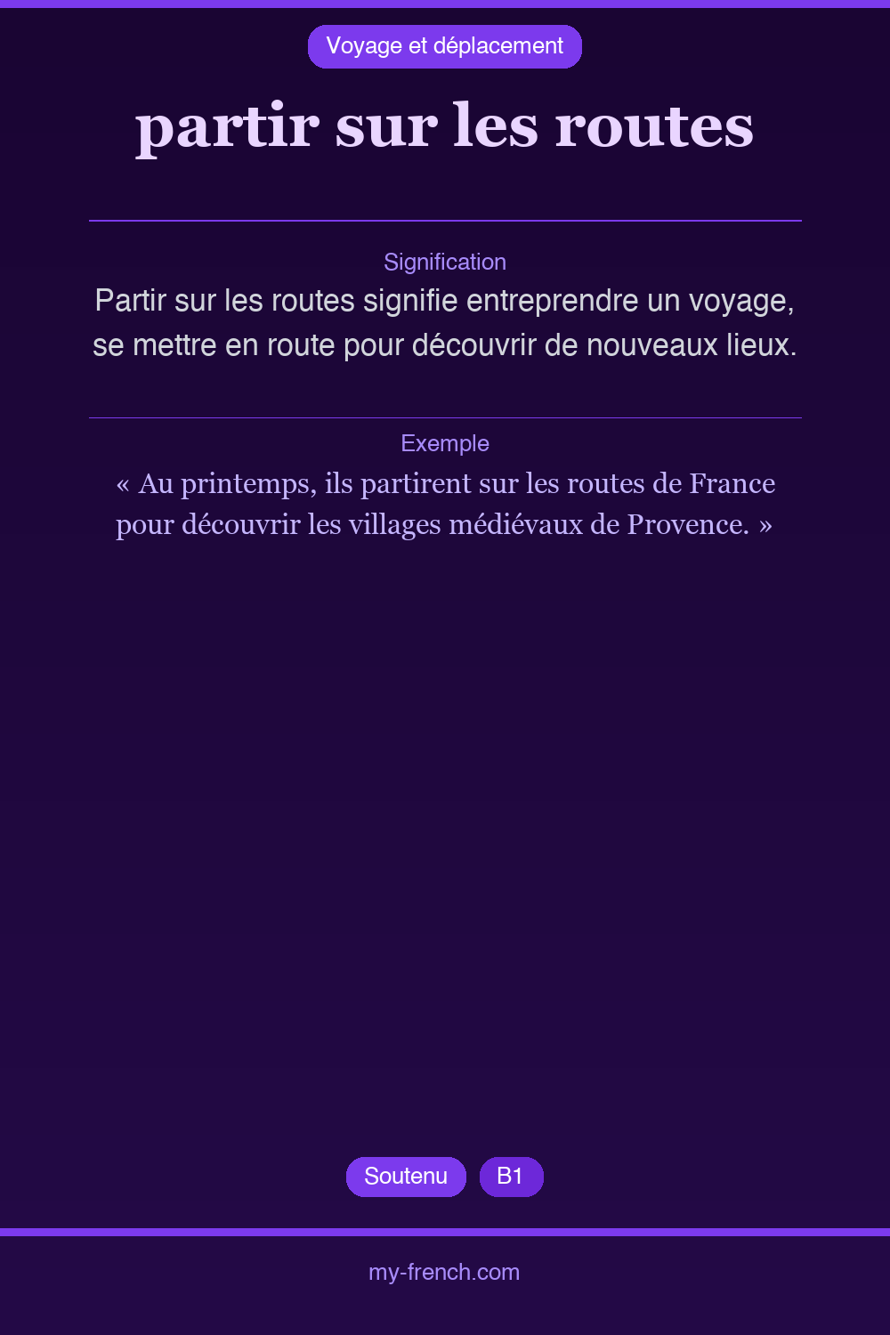 partir sur les routes : que veut dire cette expression ?