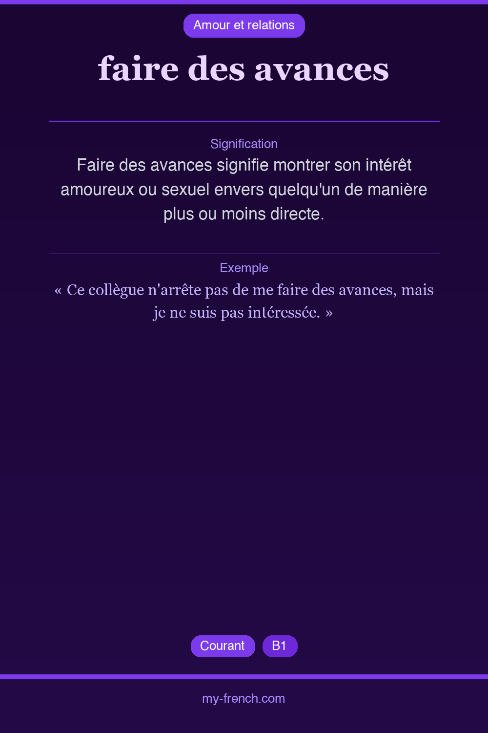 faire des avances : que veut dire cette expression ?