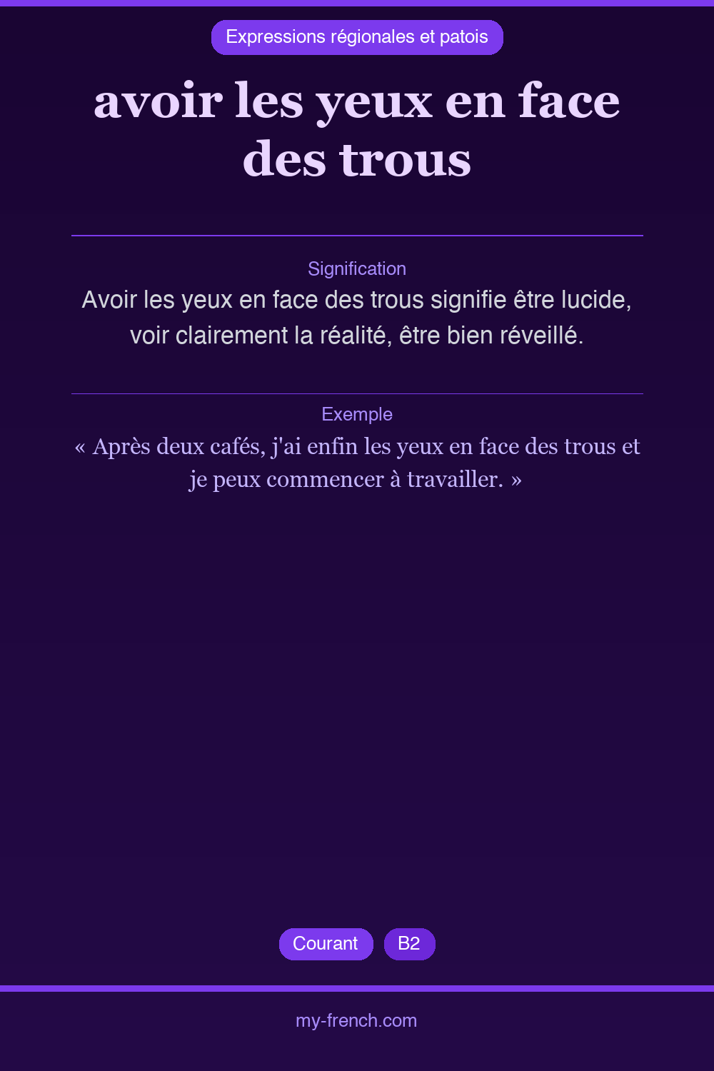avoir les yeux en face des trous : que veut dire cette expression ?
