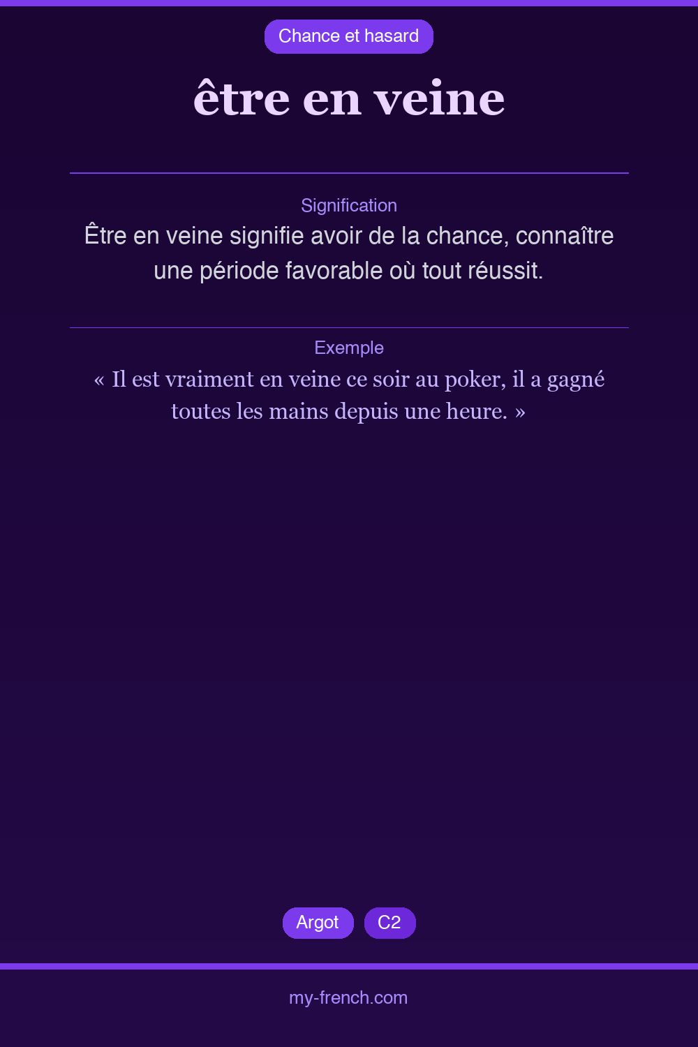être en veine : que veut dire cette expression ?