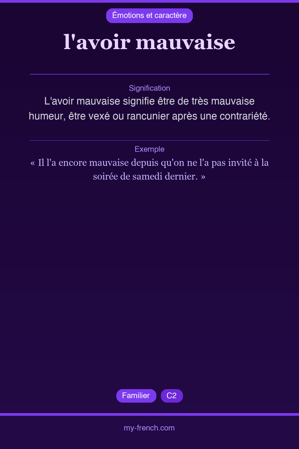 l'avoir mauvaise : que veut dire cette expression ?