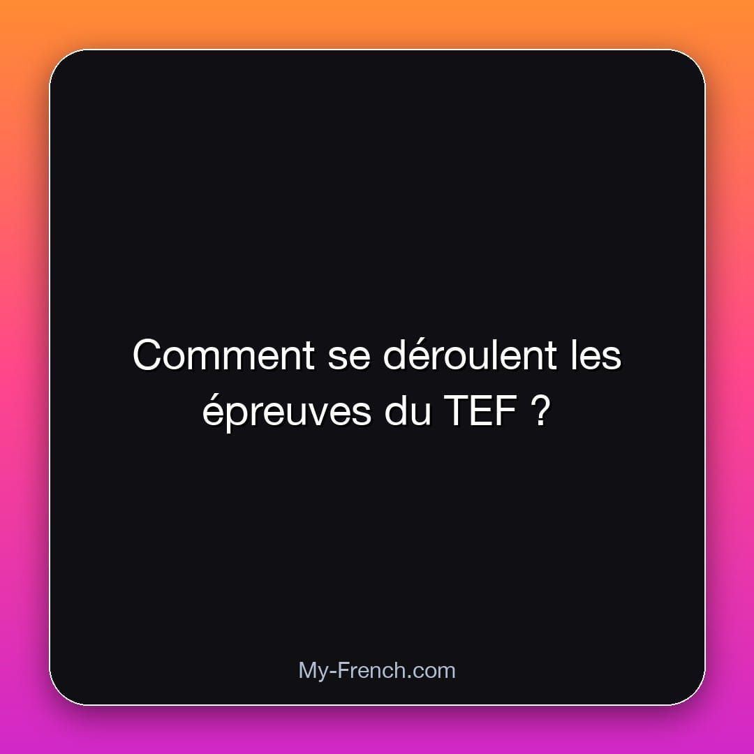 Comment se déroulent les épreuves du TEF ?
