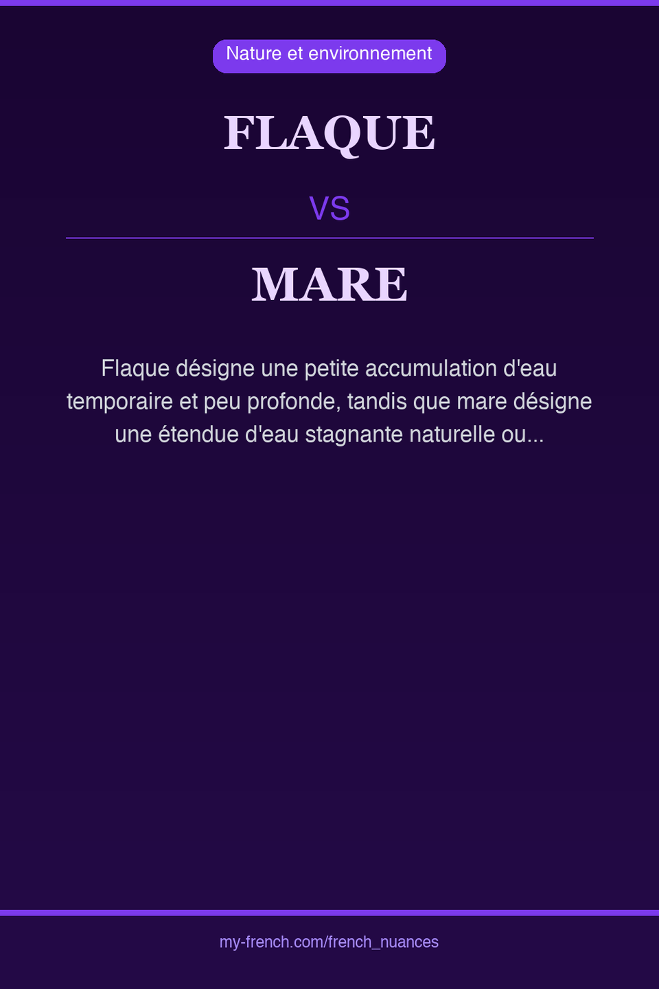 flaque vs mare : quelle nuance ?