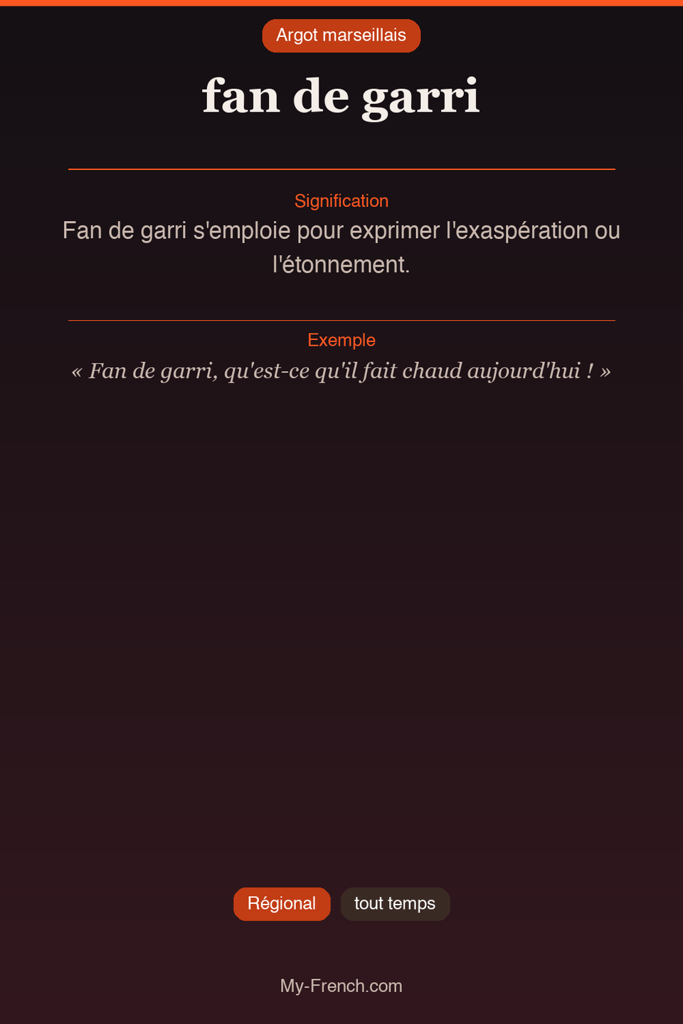 Argot français : « fan de garri »