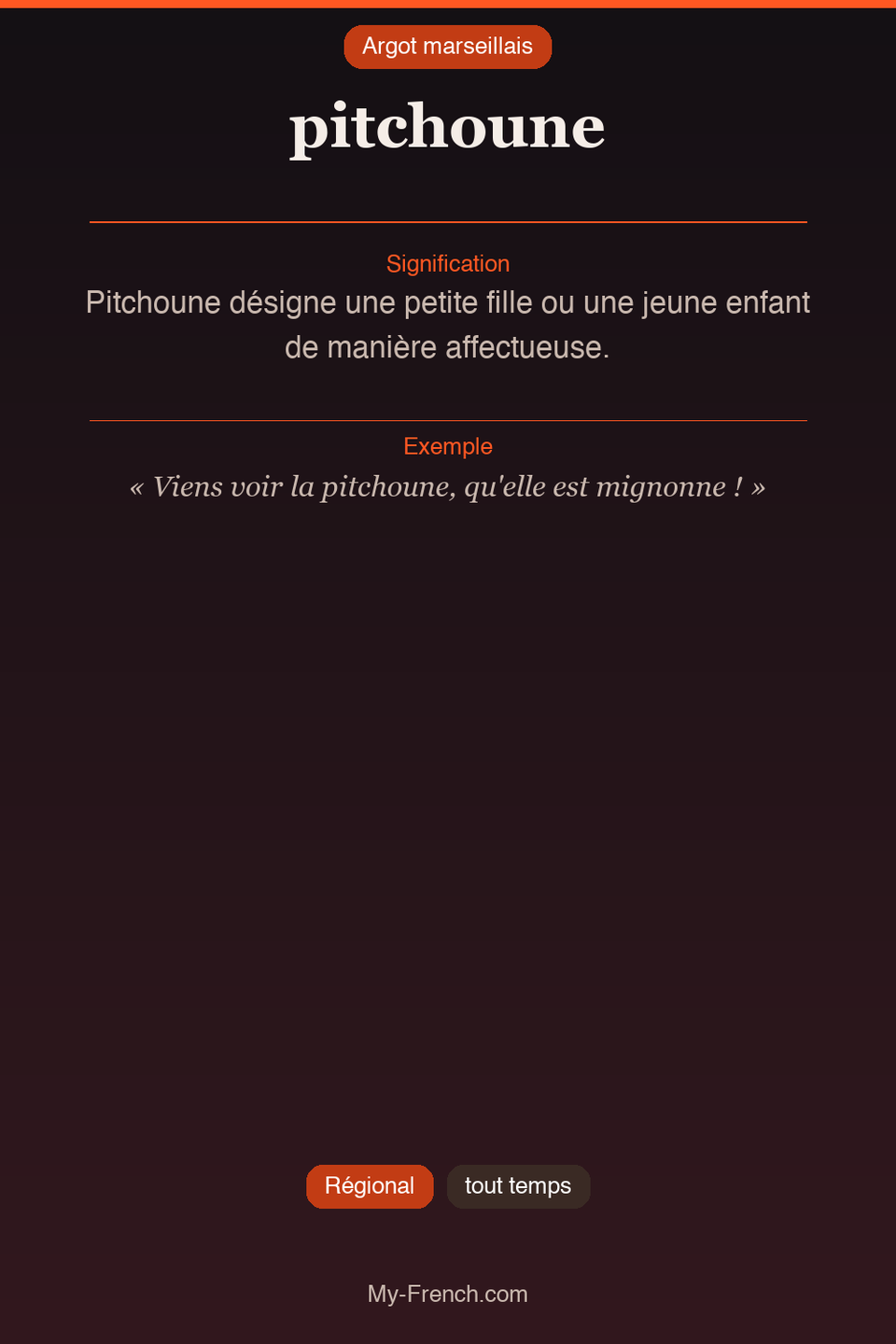 Argot français : « pitchoune »