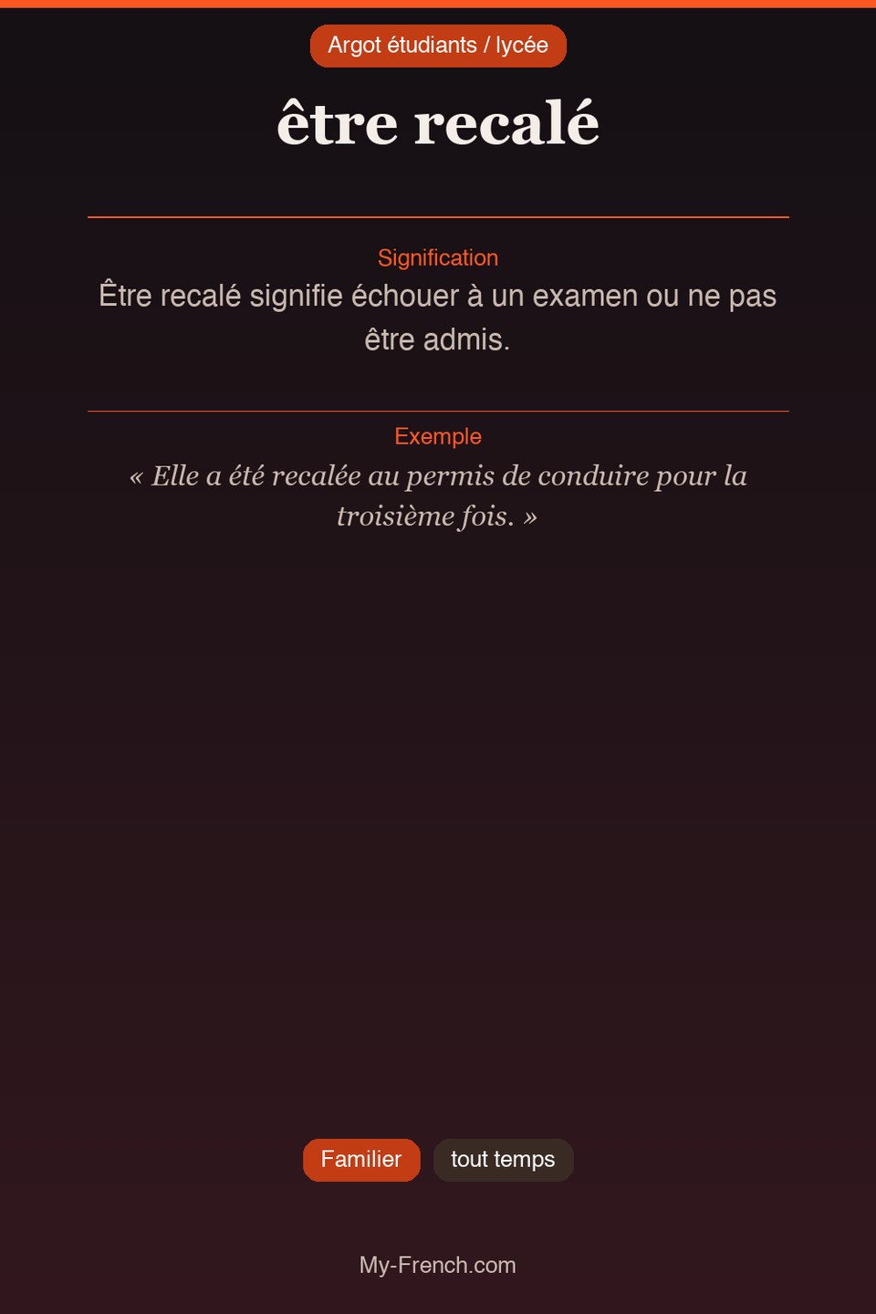 Argot français : « être recalé »