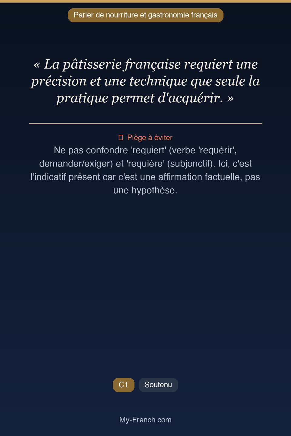 Français des affaires : « La pâtisserie française requiert une précision et une technique que se »