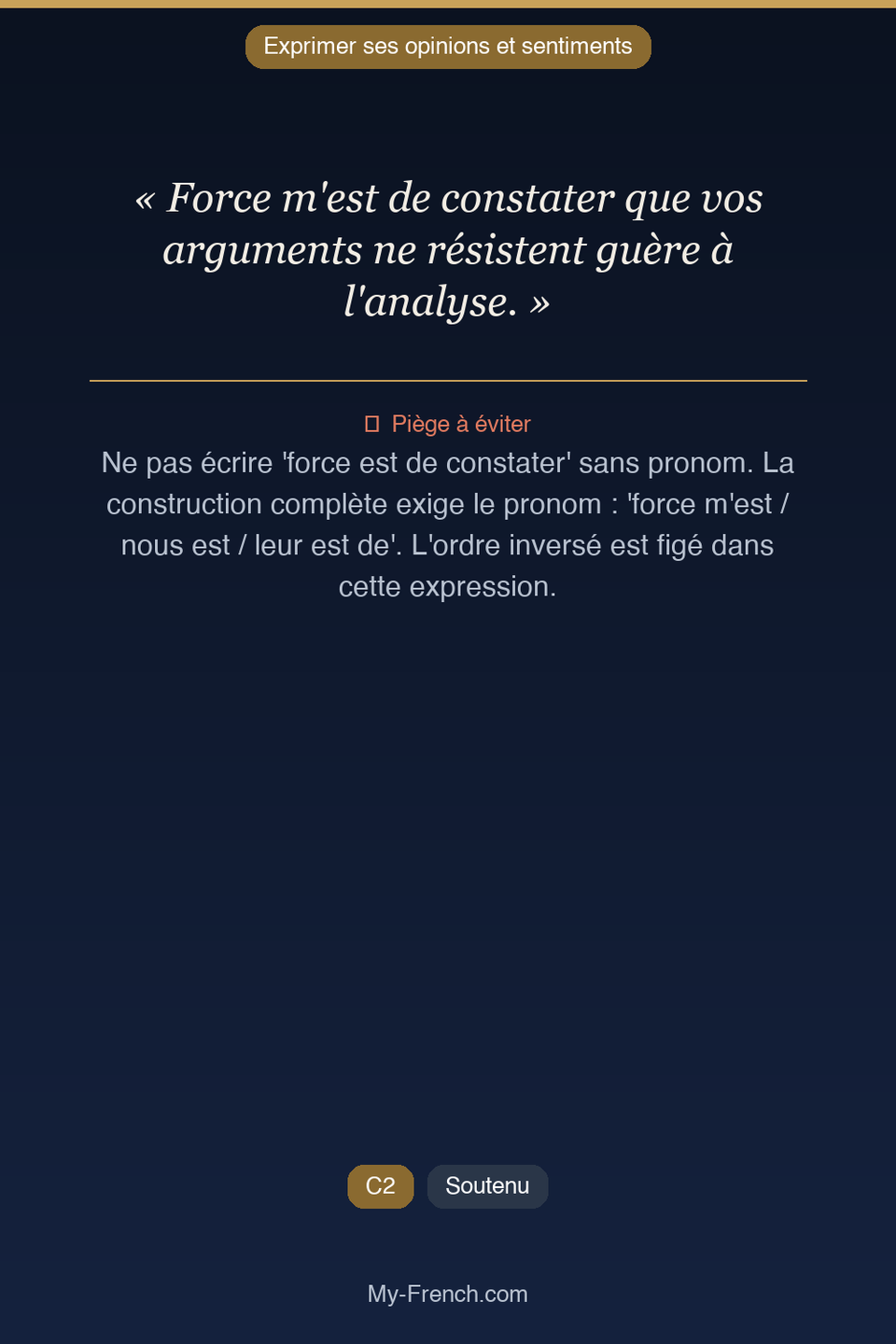 Français des affaires : « Force m'est de constater que vos arguments ne résistent guère à l'anal »
