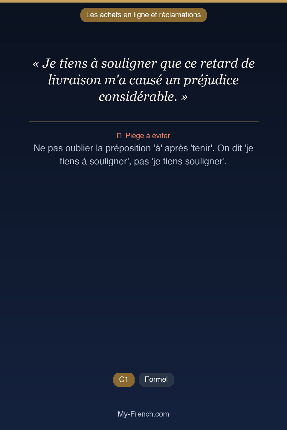 Français des affaires : « Je tiens à souligner que ce retard de livraison m'a causé un préjudice »