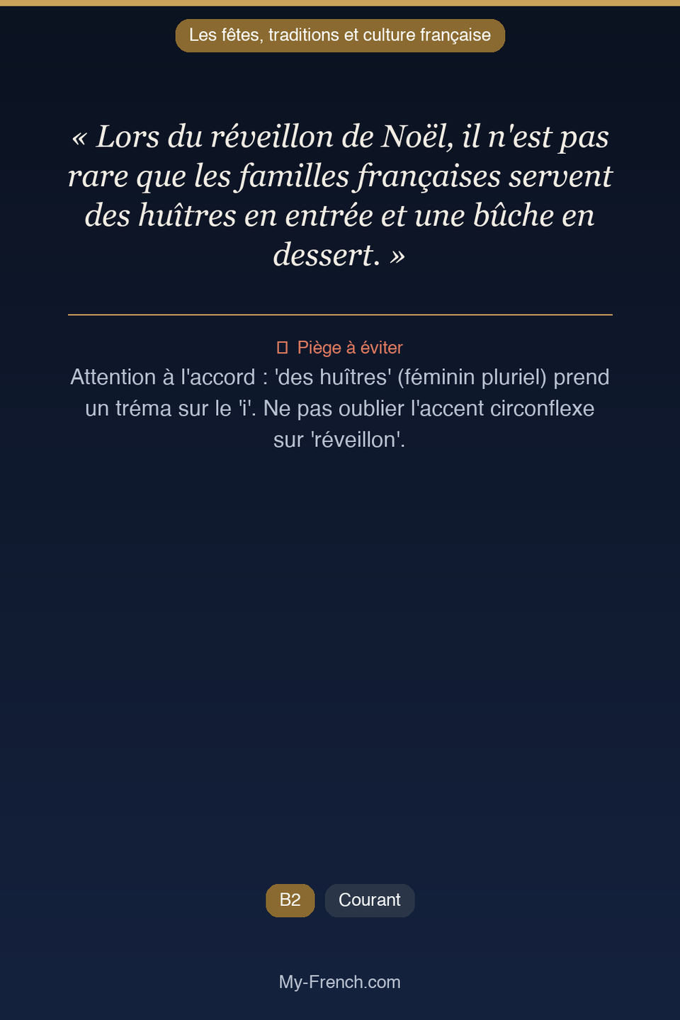 Français des affaires : « Lors du réveillon de Noël, il n'est pas rare que les familles français »