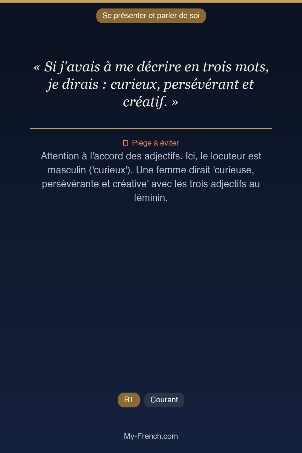 Français des affaires : « Si j'avais à me décrire en trois mots, je dirais : curieux, persévéran »