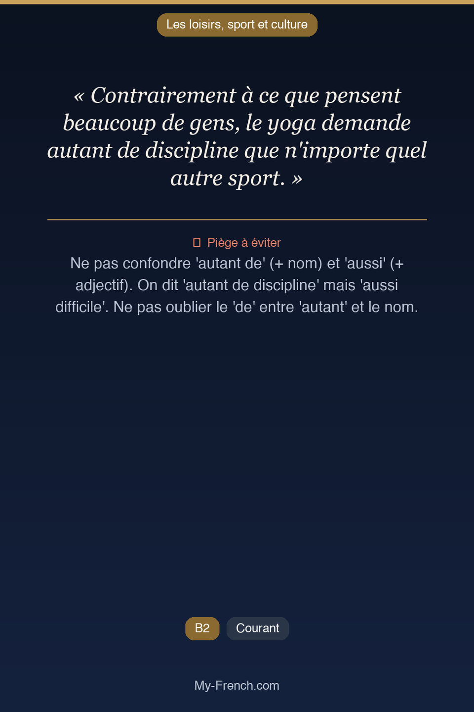 Français des affaires : « Contrairement à ce que pensent beaucoup de gens, le yoga demande autan »