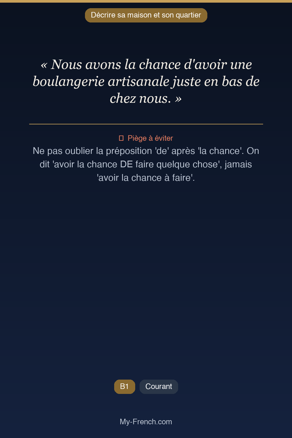 Français des affaires : « Nous avons la chance d'avoir une boulangerie artisanale juste en bas d »