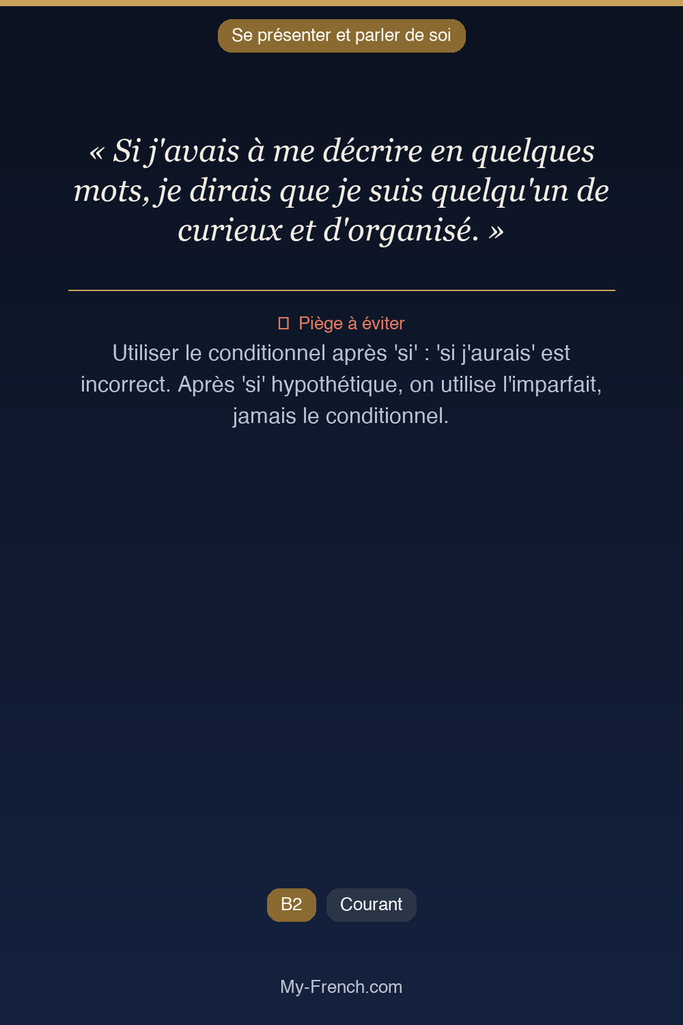 Français des affaires : « Si j'avais à me décrire en quelques mots, je dirais que je suis quelqu »