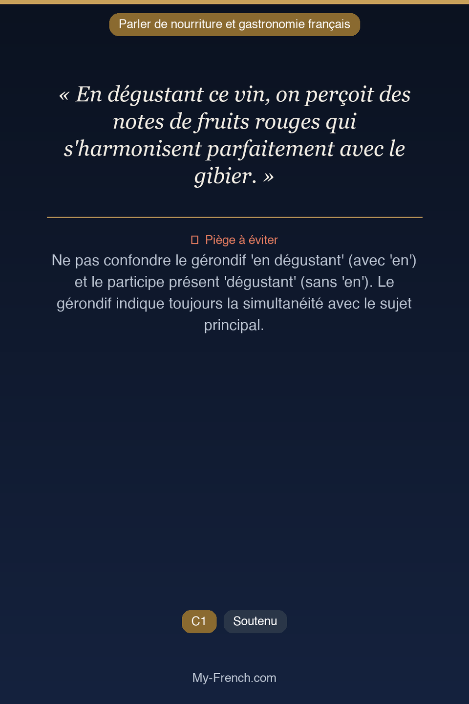 Français des affaires : « En dégustant ce vin, on perçoit des notes de fruits rouges qui s'harmo »