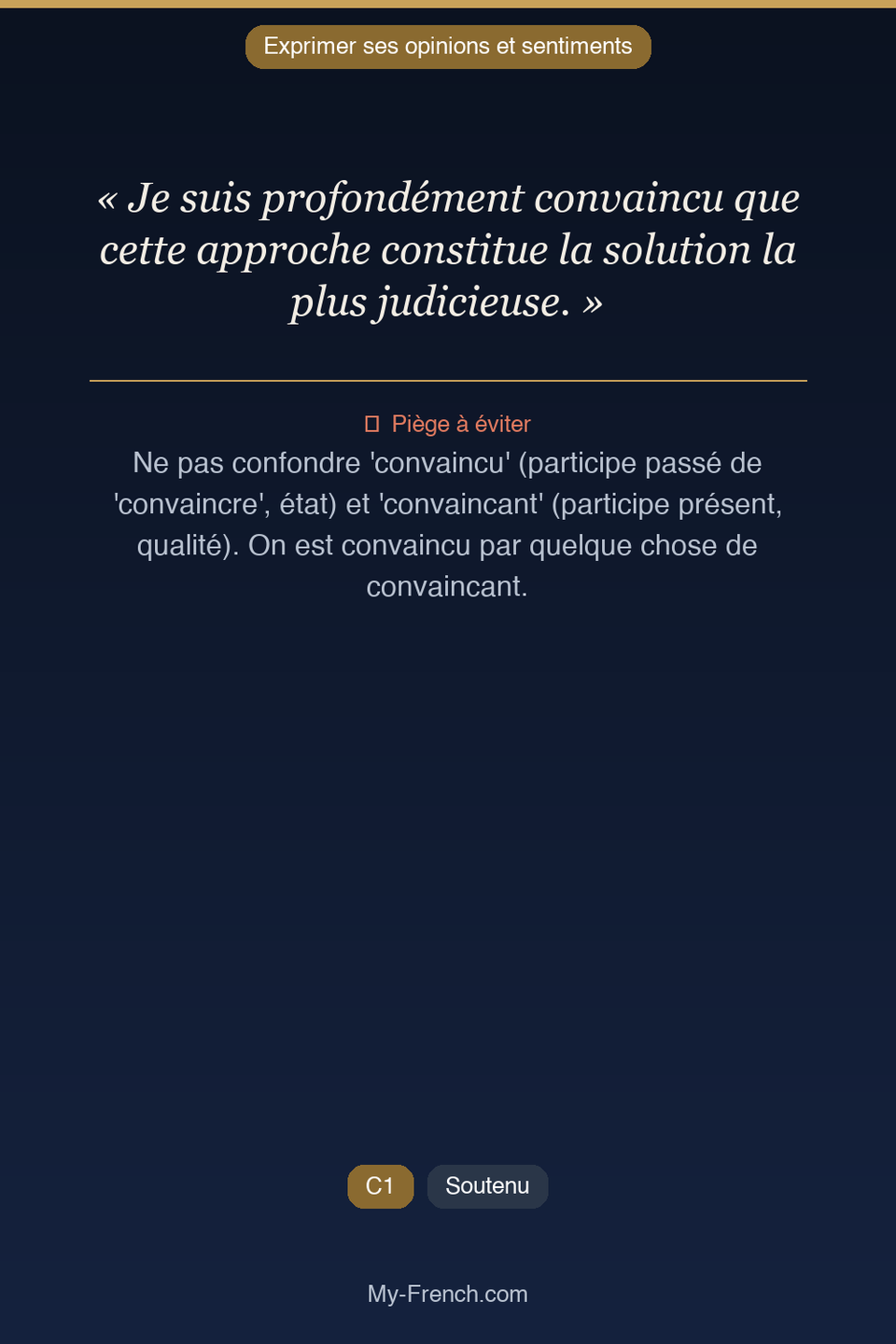 Français des affaires : « Je suis profondément convaincu que cette approche constitue la solutio »