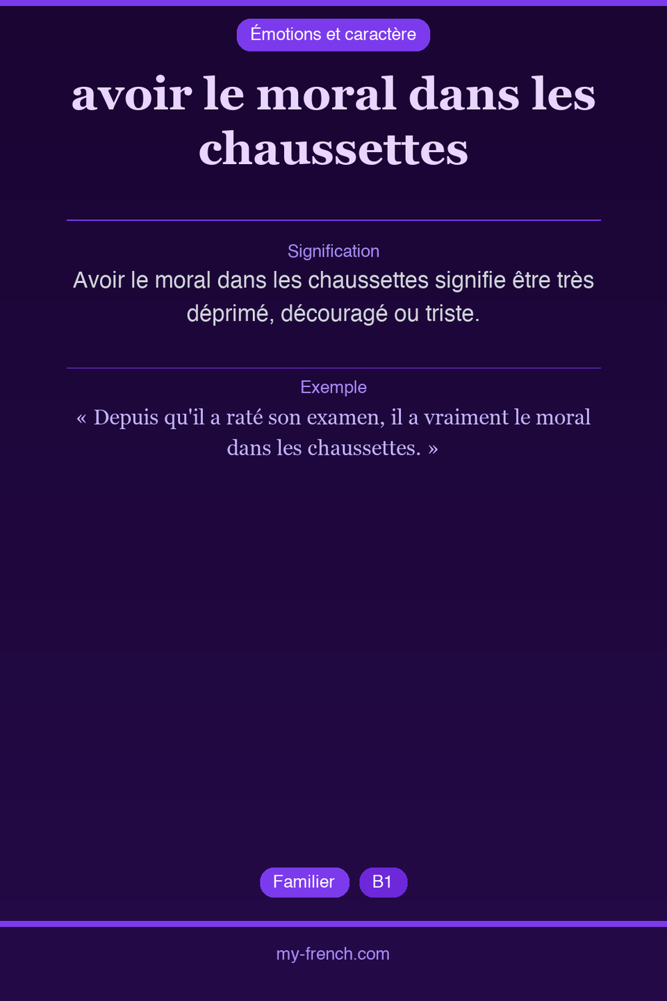 avoir le moral dans les chaussettes : que veut dire cette expression ?