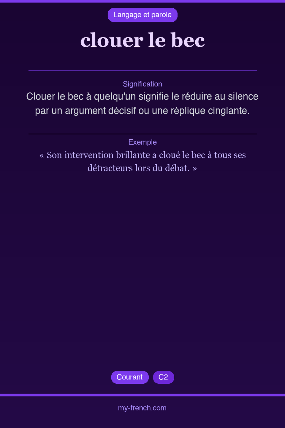 clouer le bec : que veut dire cette expression ?