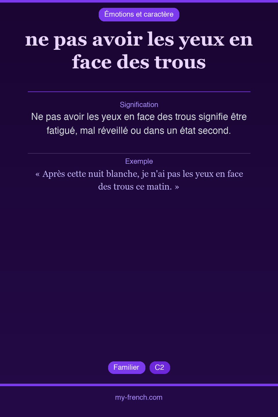 ne pas avoir les yeux en face des trous : que veut dire cette expression ?