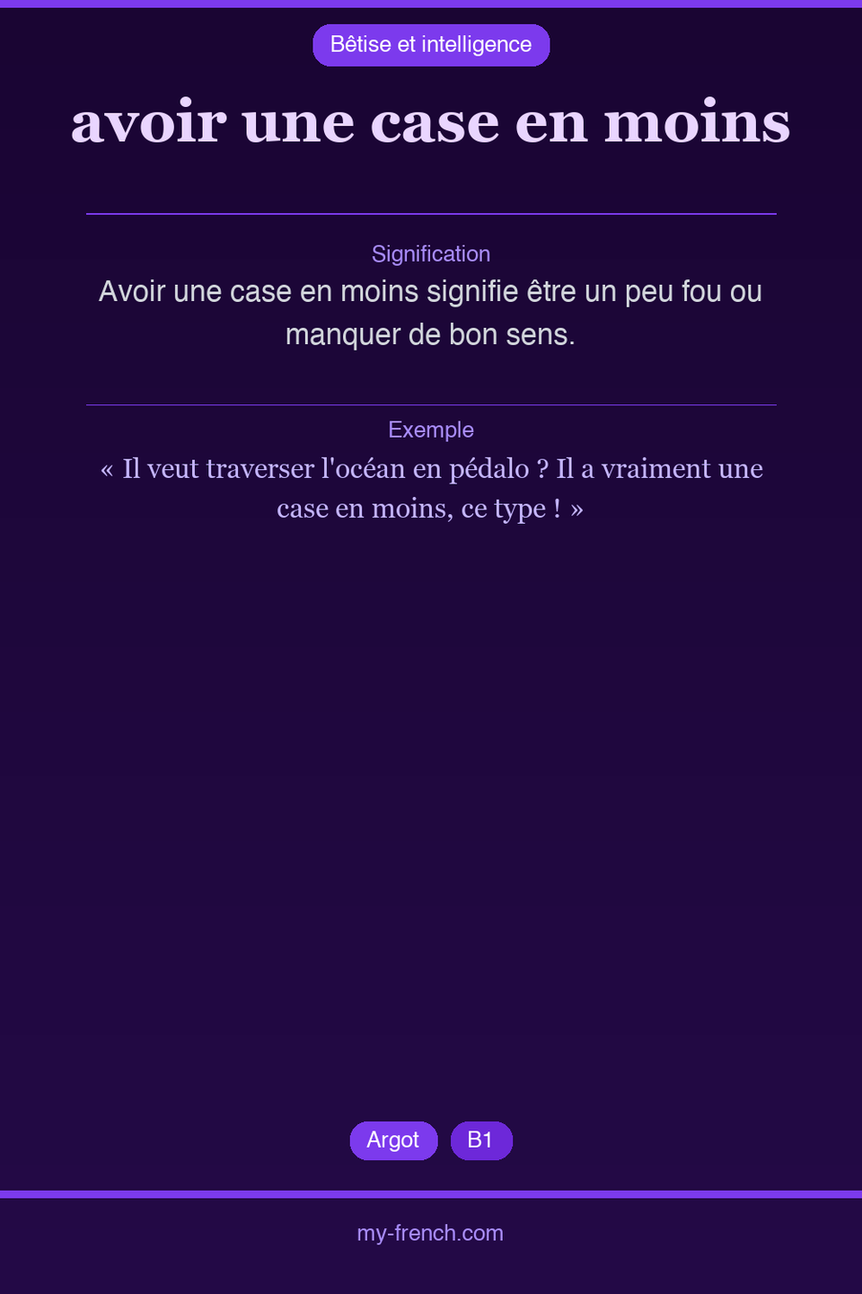 avoir une case en moins : que veut dire cette expression ?
