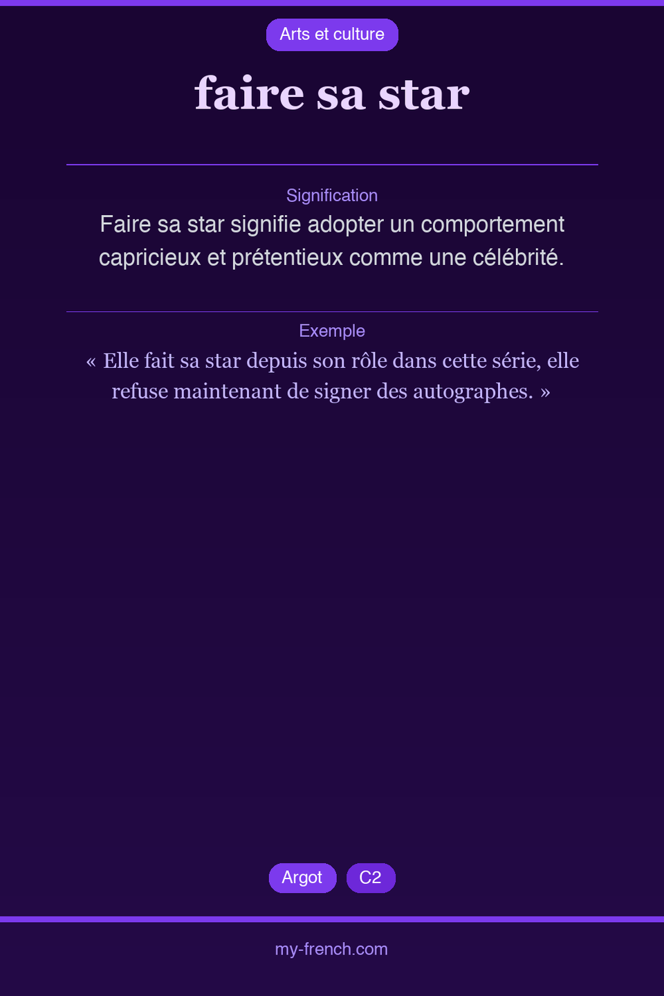faire sa star : que veut dire cette expression ?