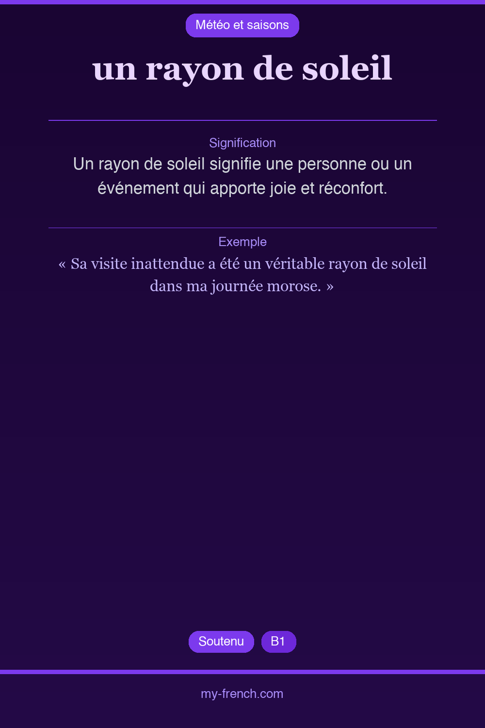 un rayon de soleil : que veut dire cette expression ?