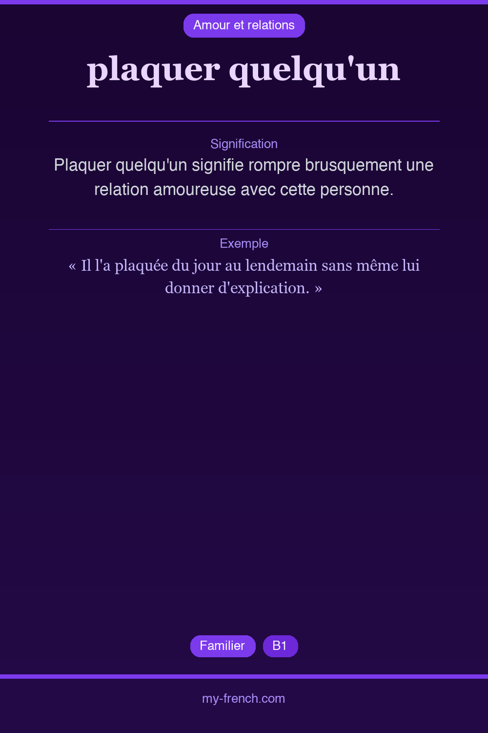 plaquer quelqu'un : que veut dire cette expression ?