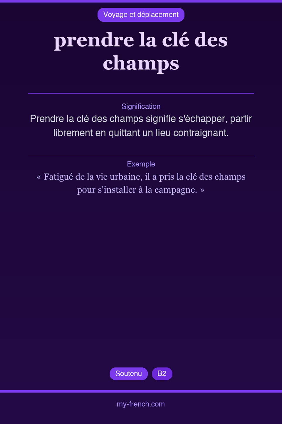 prendre la clé des champs : que veut dire cette expression ?