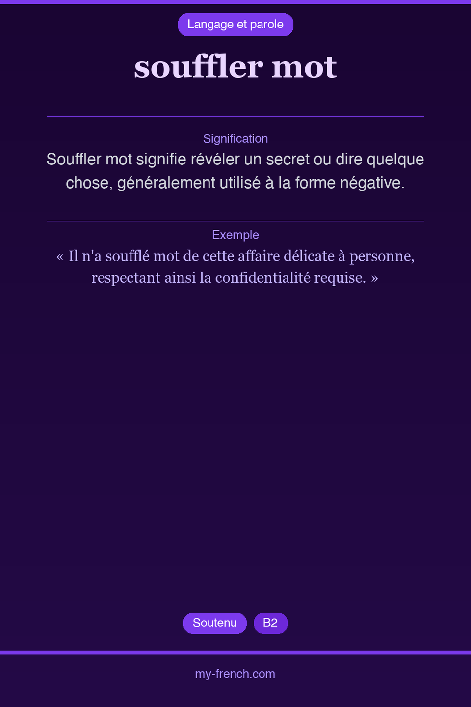 souffler mot : que veut dire cette expression ?