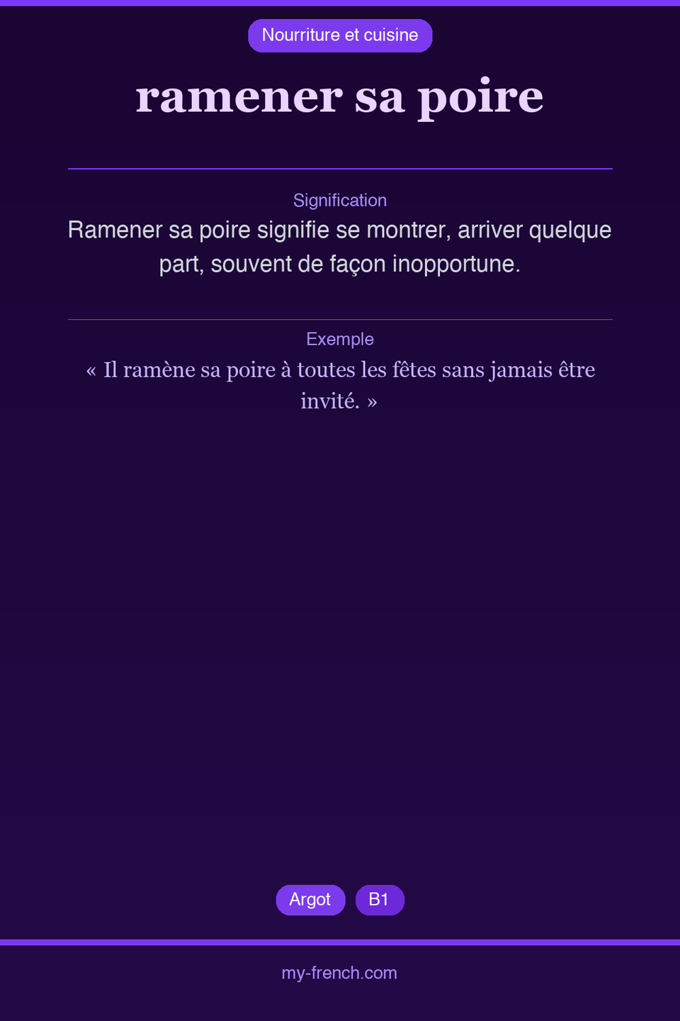 ramener sa poire : que veut dire cette expression ?