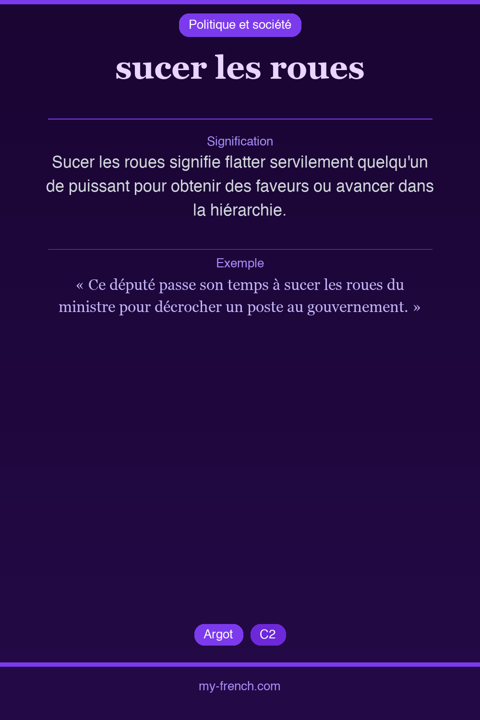 sucer les roues : que veut dire cette expression ?